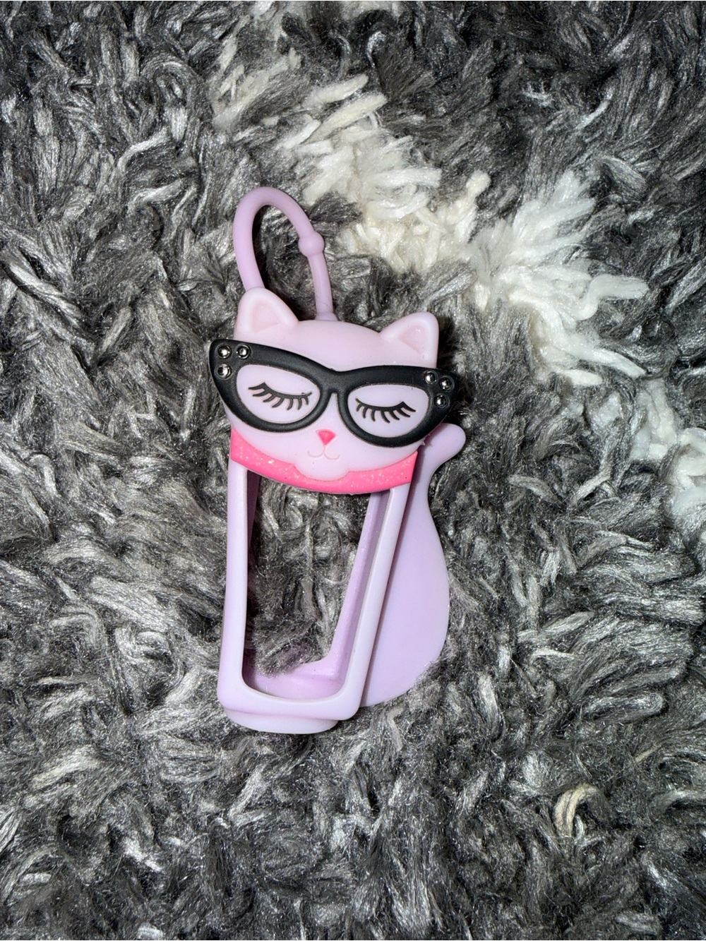 Lilac Cat Vintage Hand Sanitizer Holder-Bath & Body Works Kitty with Glasses